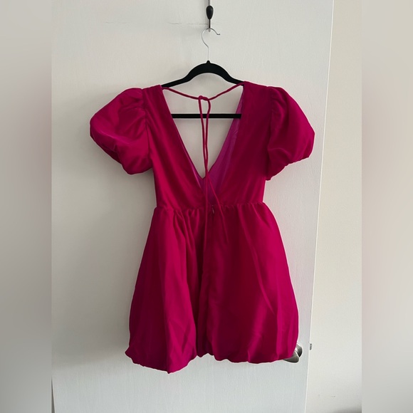 Fashion Nova Velvet Pink Magenta Bubble Hem Short Dress - Picture 5 of 5